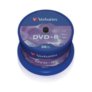 DVD+R Verbatim 4.7GB 16× Matt Silver spindle pk50